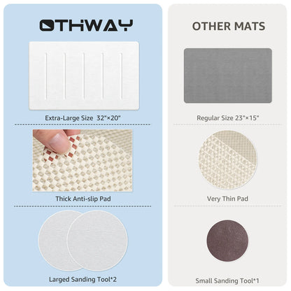 Stone Bath Mat Large, 32" X 20" Diatomaceous Earth for Bathroom, Super Absorbent Quick Drying Non-Slip Diatomite Shower Mat (White Grey)