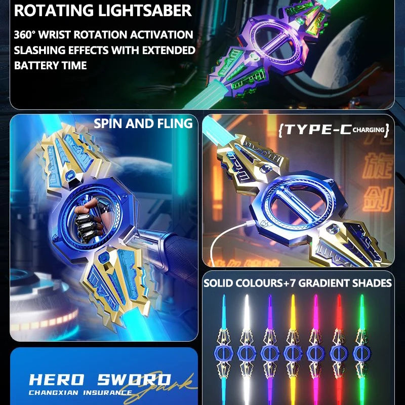 Sound & Light Rotate Sword 14 Multi-Color Flash LED Light Shine Cosplay Sword Toy Party Family Interactive Toy for Kids & Adult