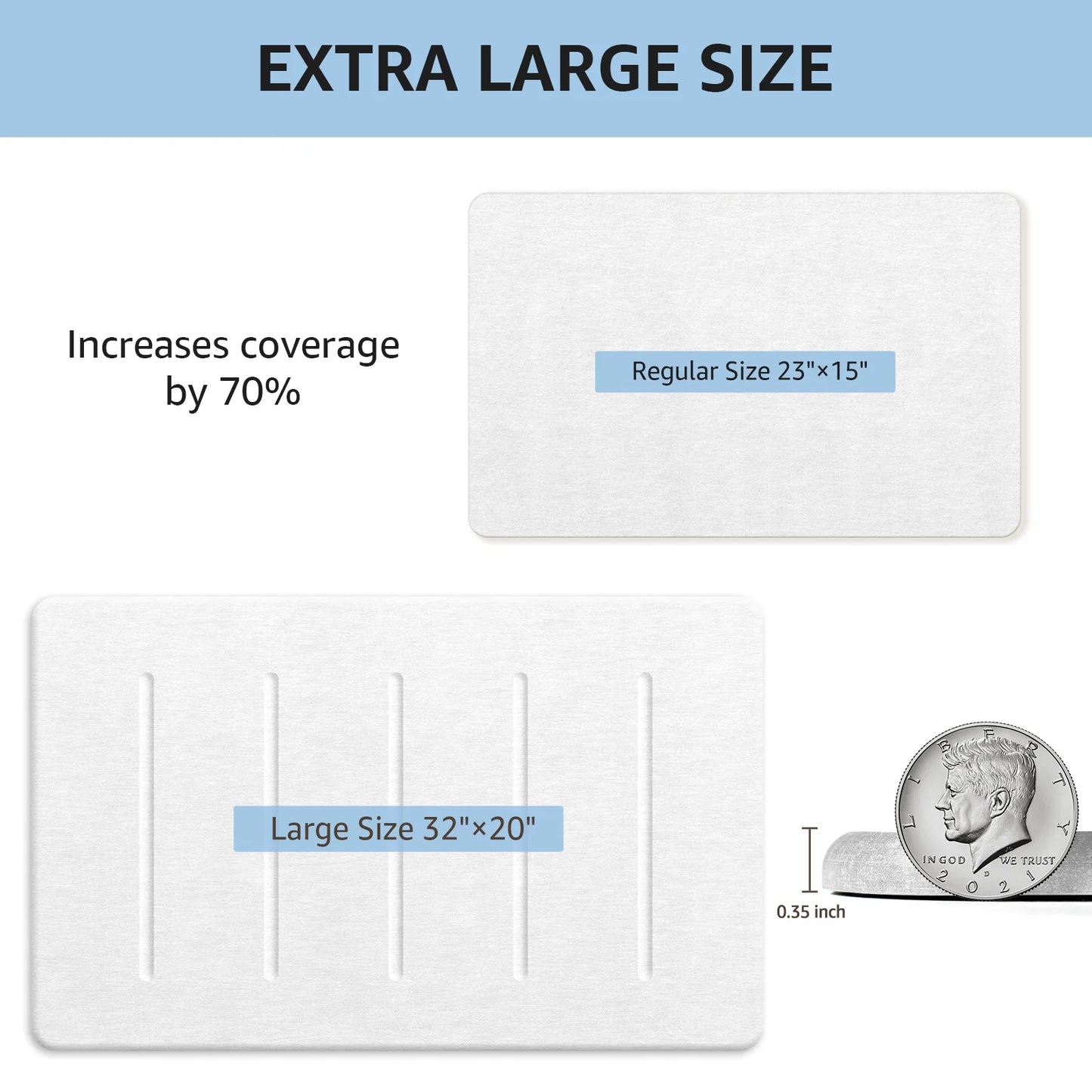 Stone Bath Mat Large, 32" X 20" Diatomaceous Earth for Bathroom, Super Absorbent Quick Drying Non-Slip Diatomite Shower Mat (White Grey)