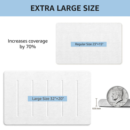 Stone Bath Mat Large, 32" X 20" Diatomaceous Earth for Bathroom, Super Absorbent Quick Drying Non-Slip Diatomite Shower Mat (White Grey)