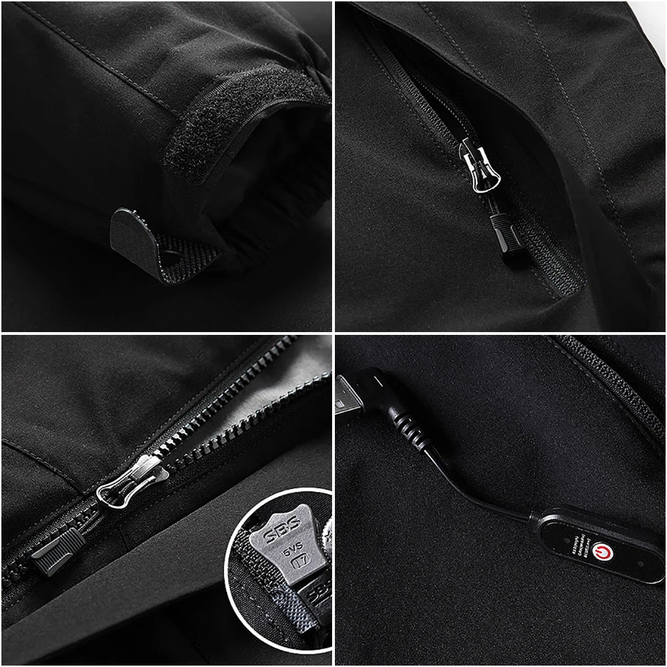 Winter 8 Zone Heated Jackets Electric Heated Clothes Unisex USB Heating Hooded Outdoor Windproof Waterproof Hiking Skiing Cloth