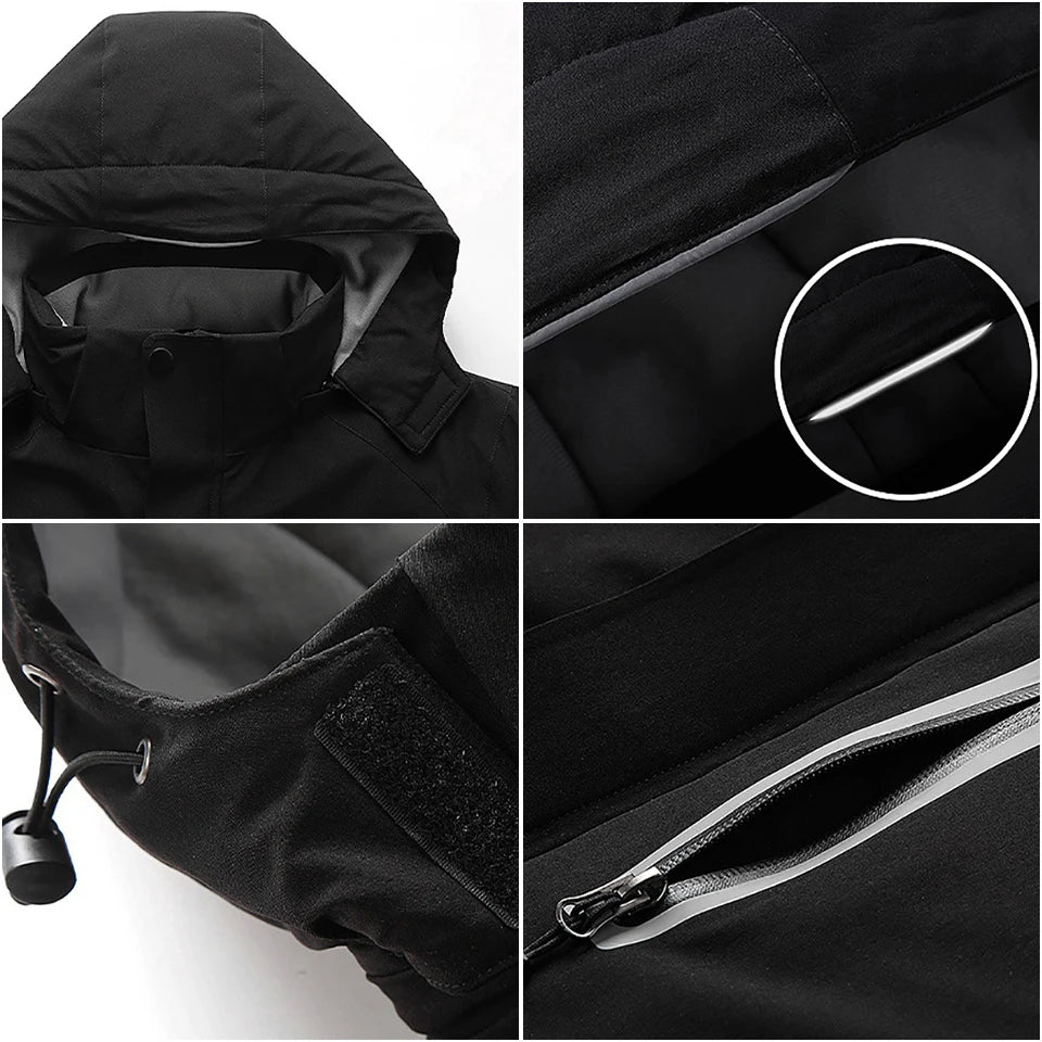 Winter 8 Zone Heated Jackets Electric Heated Clothes Unisex USB Heating Hooded Outdoor Windproof Waterproof Hiking Skiing Cloth