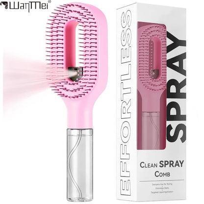 Hairbrush Sprayer Brush 2 in 1 Multi-Functional Spray Bottle Comb with Water Spray Detangling Styling Salon Fluffy Modeling Comb
