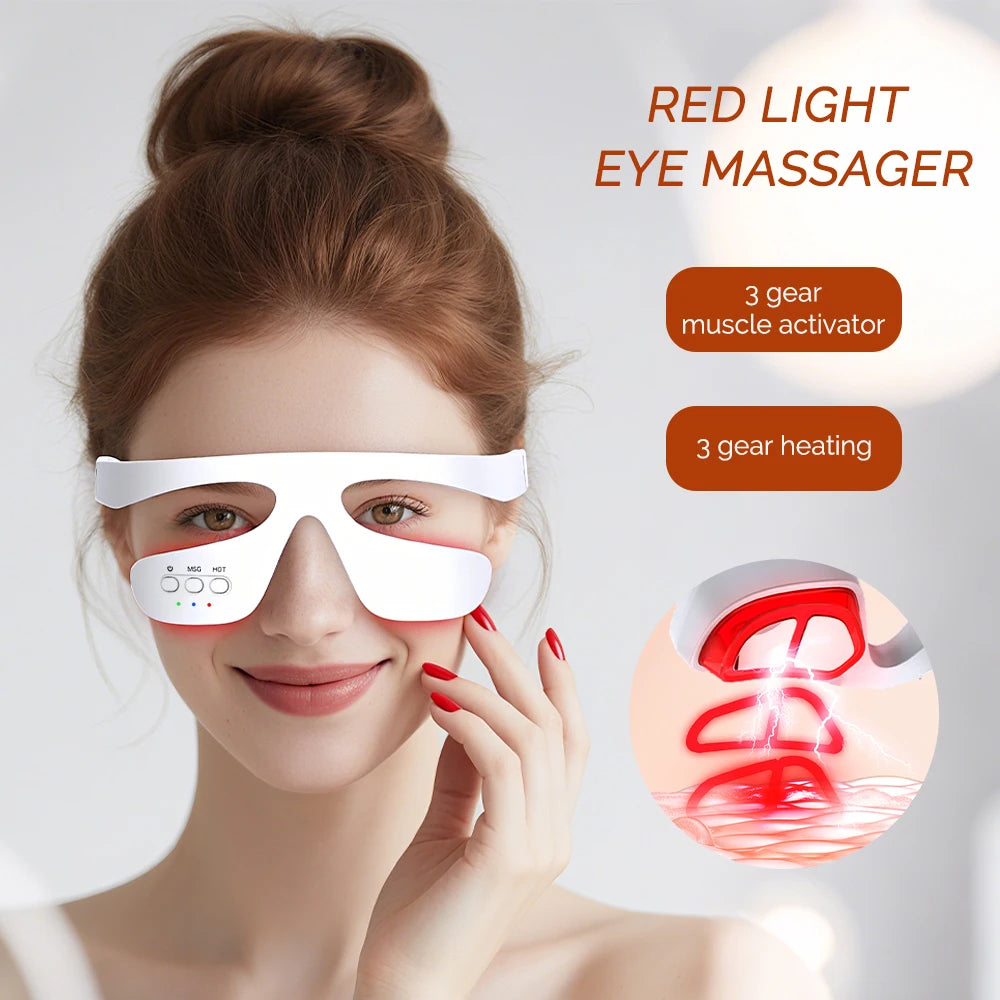 3D Eye Beauty Massager Red Light Eye Fatigue Dark Circles Reduce Fine Lines Relax Massager Eye Care Device