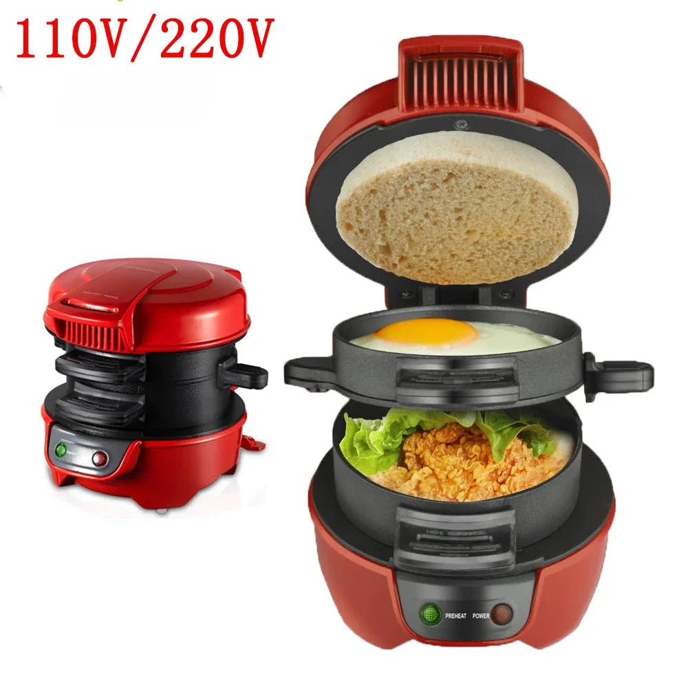 Household Breakfast Machine Hamburg Sandwich Maker with Egg Cooker Ring Machine Bread Sandwich Waffle Machine Burger Press