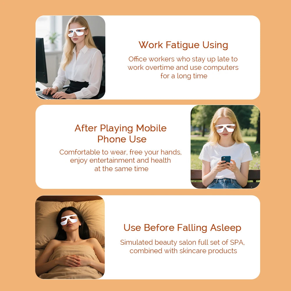 3D Eye Beauty Massager Red Light Eye Fatigue Dark Circles Reduce Fine Lines Relax Massager Eye Care Device