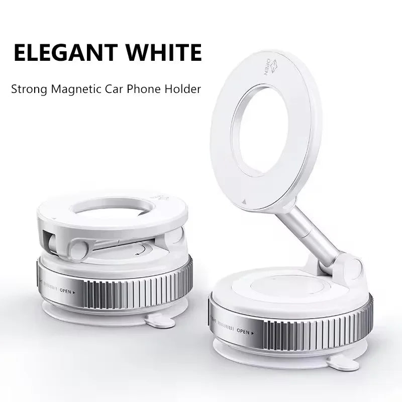 Strong Magnetic Phone Holder Foldable Design 360° Adjustable Vacuum Car Mount for Cell Phone for Iphone Live Streaming