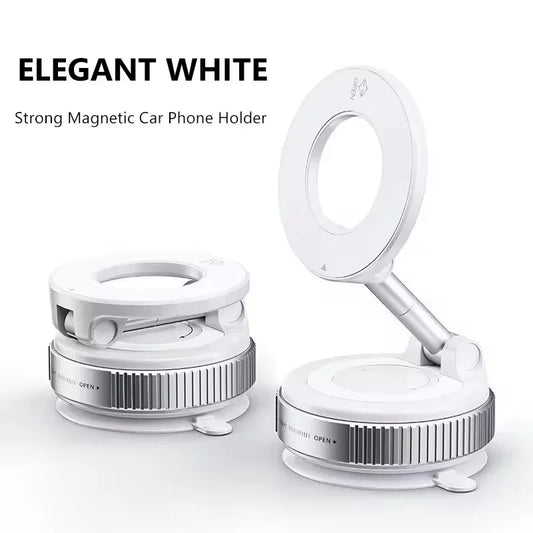 Strong Magnetic Phone Holder Foldable Design 360° Adjustable Vacuum Car Mount for Cell Phone for Iphone Live Streaming
