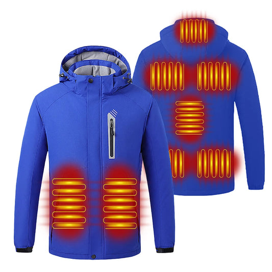 Winter 8 Zone Heated Jackets Electric Heated Clothes Unisex USB Heating Hooded Outdoor Windproof Waterproof Hiking Skiing Cloth
