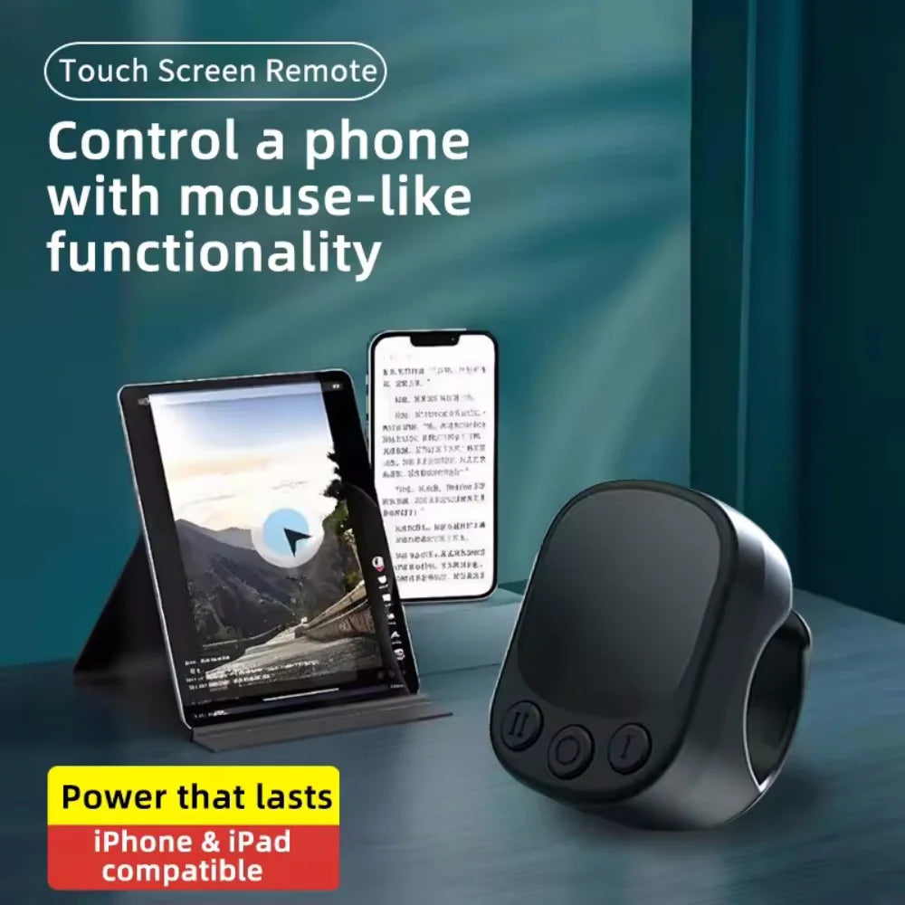 Wireless Bluetooth Ring Mouse with Touch Screen Remote Control Lightweight for Tiktok Youtube Air Mice for Ios Android Tablet