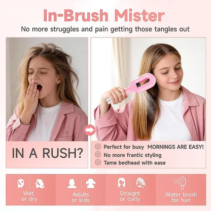 Hairbrush Sprayer Brush 2 in 1 Multi-Functional Spray Bottle Comb with Water Spray Detangling Styling Salon Fluffy Modeling Comb