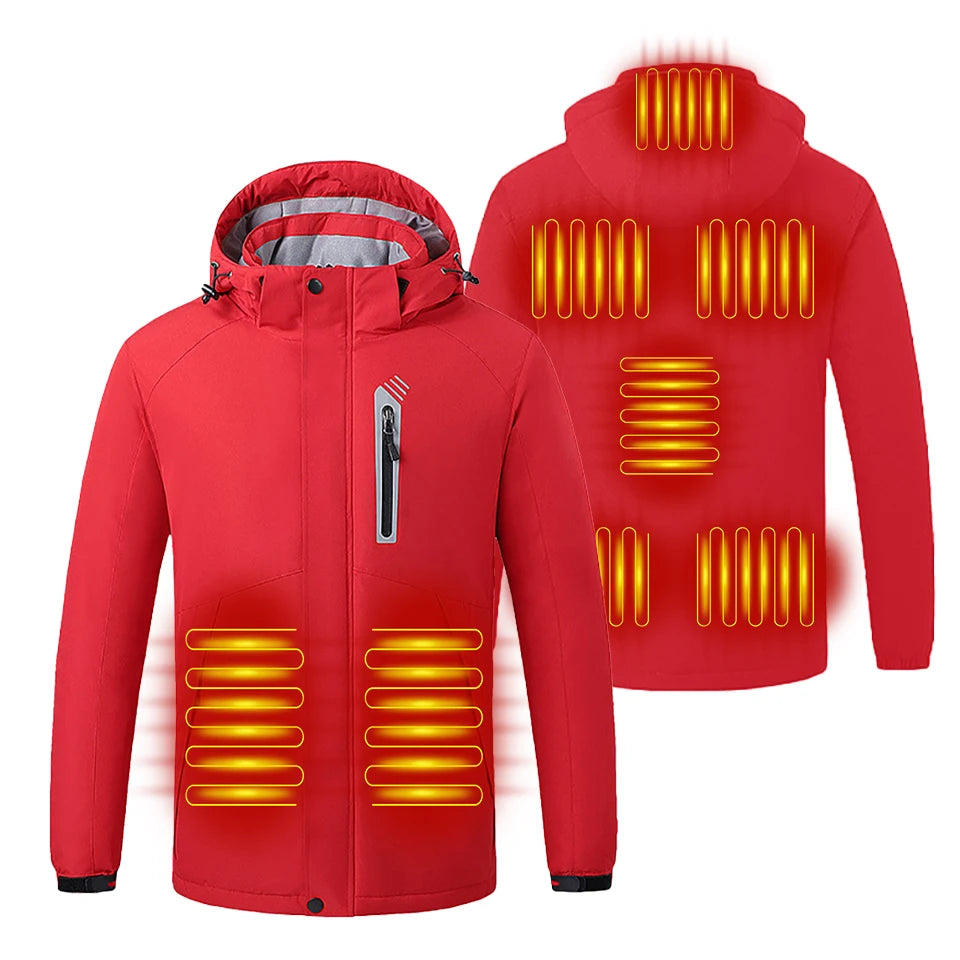 Winter 8 Zone Heated Jackets Electric Heated Clothes Unisex USB Heating Hooded Outdoor Windproof Waterproof Hiking Skiing Cloth