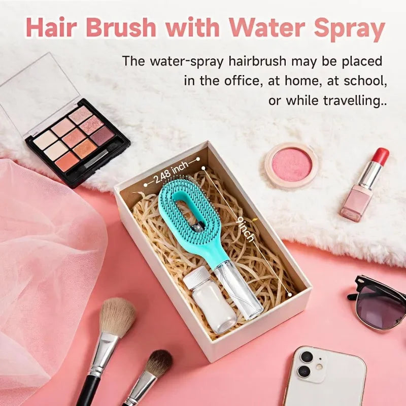 Hairbrush Sprayer Brush 2 in 1 Multi-Functional Spray Bottle Comb with Water Spray Detangling Styling Salon Fluffy Modeling Comb